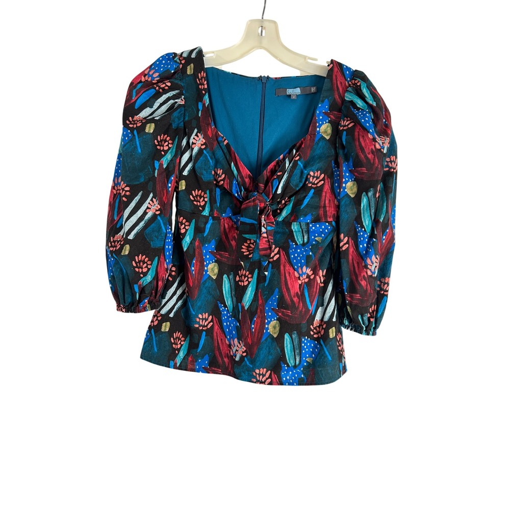Anthropologie x Eva Franco Tropical Sweetheart Puff Sleeve Blouse. Size 2
